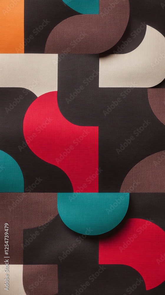 Poster colorful abstract pattern featuring geometric shapes in a modern design with vibrant colors and cont