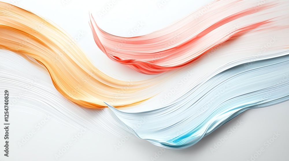 Poster abstract colorful brushstrokes create dynamic movement on white background, perfect for creative pro