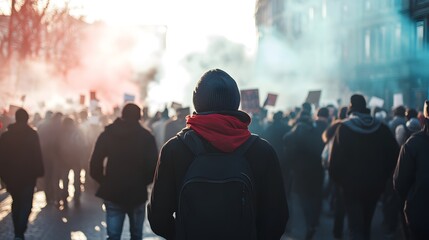 Protestor in the Crowd: A Moment of Civil Unrest