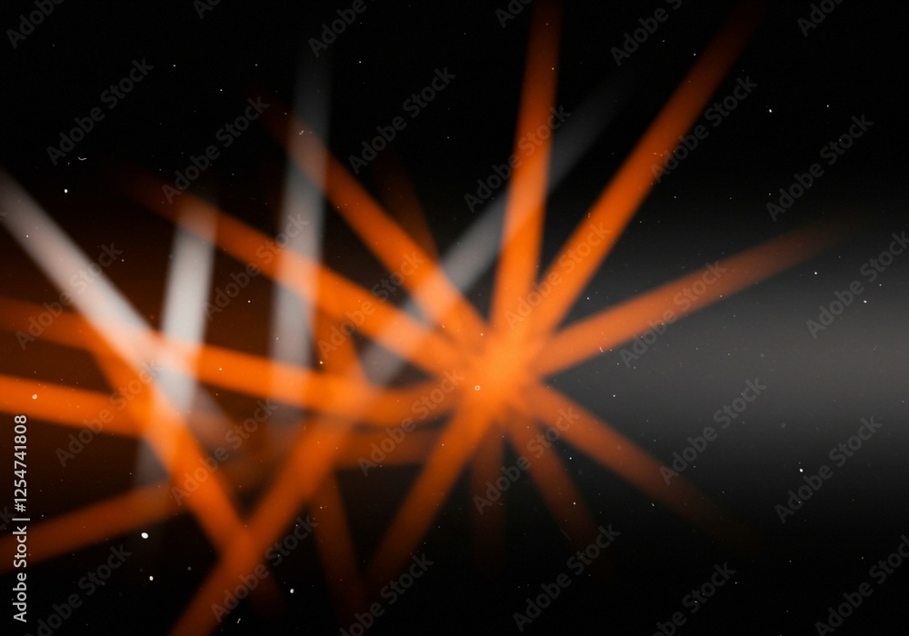 Poster this abstract visual features blurred lines of orange and white light intersecting and converging, c