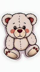 Obraz premium Cute cartoon teddy bear sitting down with a sweet expression in soft colors and fine details