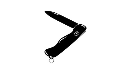 Swiss Army Knife, black isolated silhouette