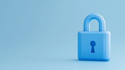 Blue Lock on a Soft Blue Background Representing Security, Protection, and Safety Concepts in Digital Context