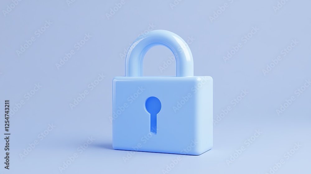 Poster blue lock with a keyhole on a light blue background for security and protection concepts in digital 
