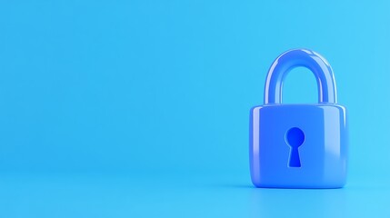 Fototapeta premium Blue Minimalist Padlock on a Bright Background for Security, Privacy, and Protection Concepts in Digital Age