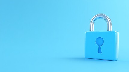 Blue padlock on a bright blue background symbolizing security, protection, and data safety in modern technology