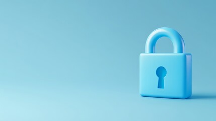 Blue padlock on a minimalistic background representing security and protection, concept of safety and privacy