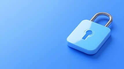 Blue padlock on a smooth blue background symbolizing security, privacy, and protection for digital information