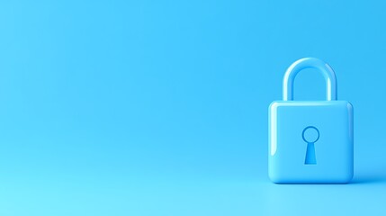 Blue padlock on bright background representing security, protection, and privacy in digital and physical spaces