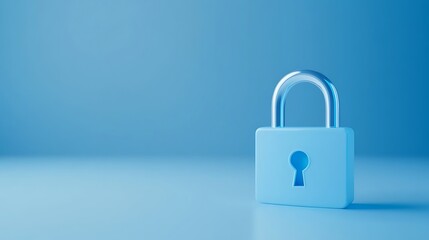 Fototapeta premium Blue Padlock on Minimalist Background Representing Security and Protection for Digital and Physical Assets