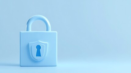 Blue Padlock on Soft Blue Background Symbolizing Security and Privacy in Digital and Physical Environments