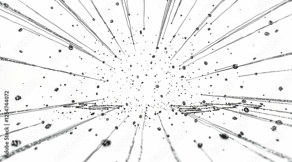 Aufkleber monochrome abstract design with radiating lines and scattered dots