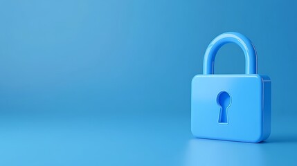 Blue Padlock on Soft Blue Background Symbolizing Security, Safety, and Protection of Information and Data Privacy