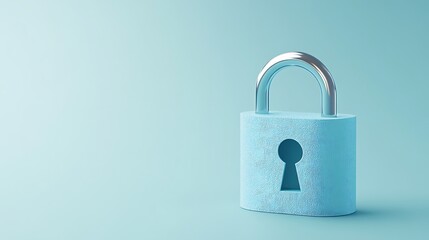 Fototapeta premium Blue Padlock Symbolizing Security and Protection on a Soft Blue Background for Digital Content and Design Projects