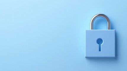 Naklejka premium Blue Padlock with Shiny Metal Shackle on Soft Blue Background for Security and Protection Concepts