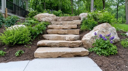 Stone steps garden path landscape design