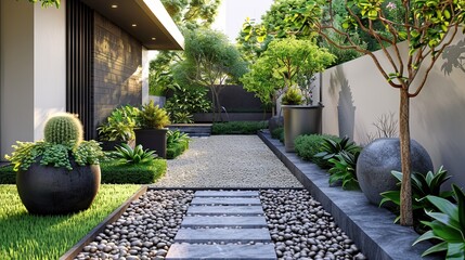 Beautiful backyard garden in home 