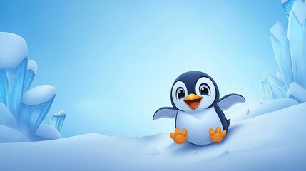 Adorable Penguin in Winter Wonderland