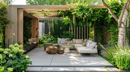 Beautiful backyard garden in home 