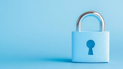 Fototapeta premium Bright Blue Padlock on a Blue Background Symbolizing Security and Protection Conceptual Representation