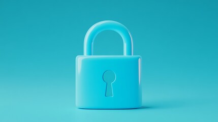 Bright Blue Padlock on Turquoise Background Representing Security and Protection Concept for Digital and Physical Assets