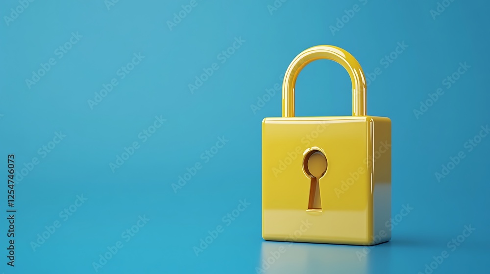 Aufkleber bright yellow padlock on blue background representing security and safety in digital and physical sp