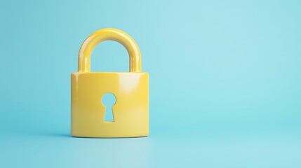 Naklejka premium Bright Yellow Padlock Against a Light Blue Background Symbolizing Security and Protection for Various Concepts