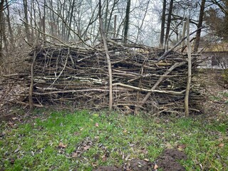 Naturnahe Benjeshecke aus Totholz
