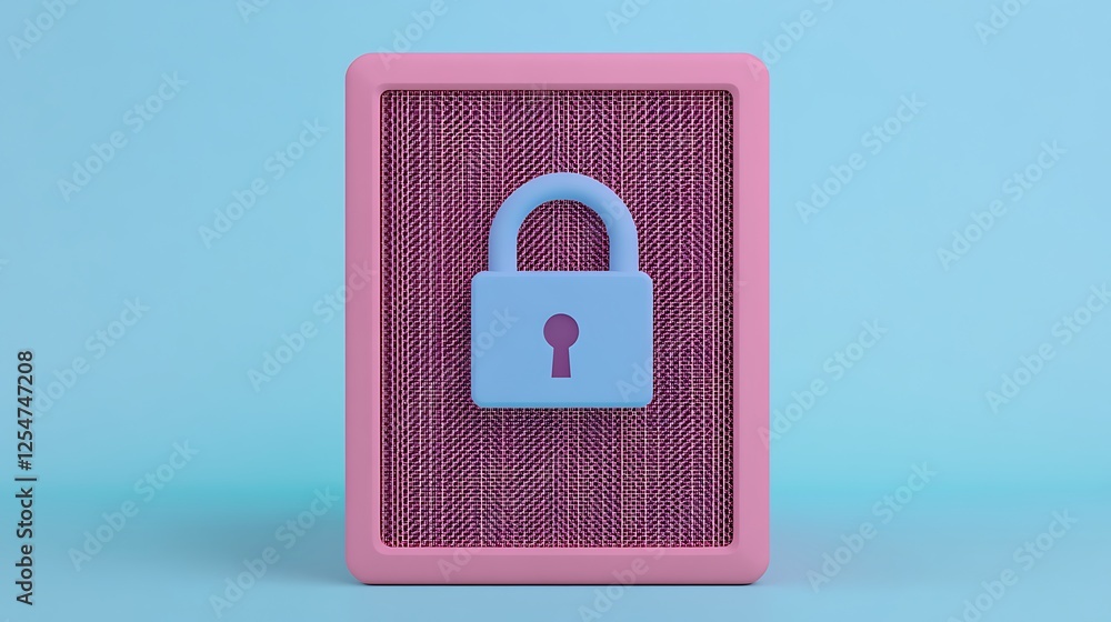 Poster colorful lock icon on textured background representing security and protection in a digital environm