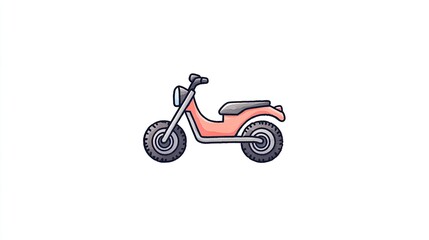 Fototapeta premium A vibrant pink children's scooter parked on a clean, white background, ideal for playful designs