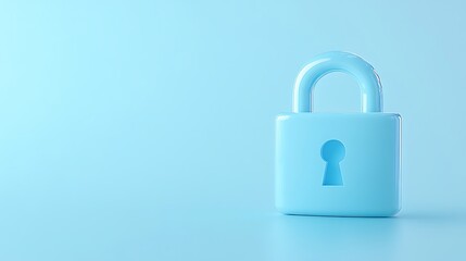 Fototapeta premium Cute Blue Lock with Keyhole on a Soft Blue Background for Security and Protection Concepts