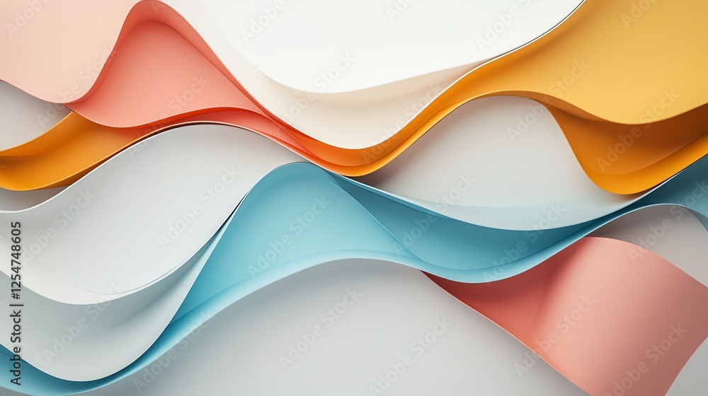 Poster colorful abstract waves of paper create a dynamic and vibrant background design perfect for creative