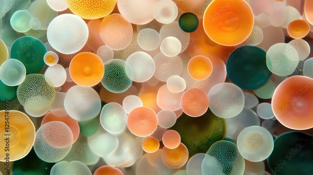 Poster ocean conservation microscopic concept. abstract close-up of colorful molecular structures on a text