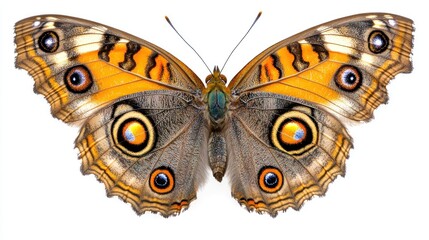 A detailed shot of a blue morpho butterfly perched delicately, highlighting its vivid blue wings and fine textures