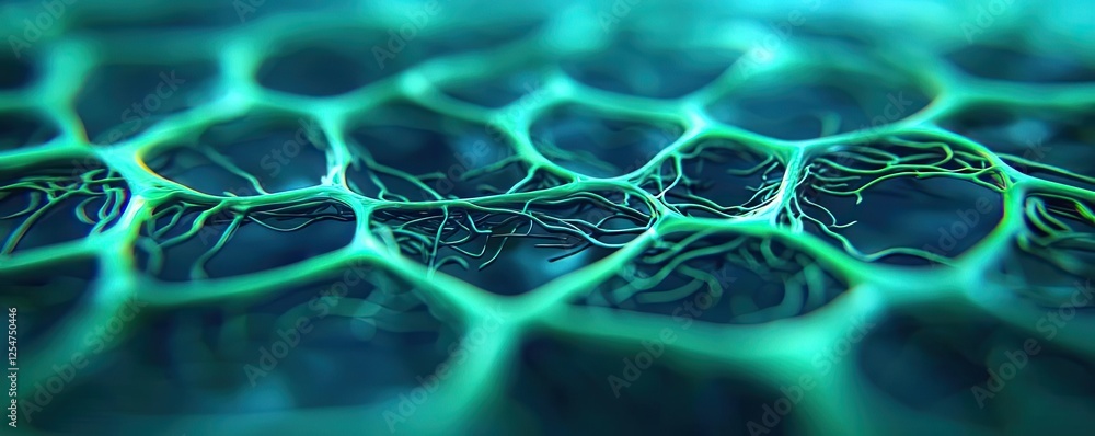 Poster ocean conservation microscopic concept. intricate cellular structure showcasing vibrant patterns and