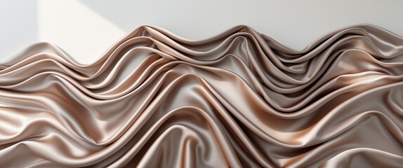 Flowing waves of luxurious brown satin fabric create an elegant and sensual texture ideal for fashion and beauty designs.
