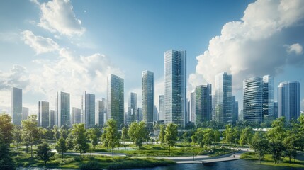 Fototapeta premium A city with a park in the middle