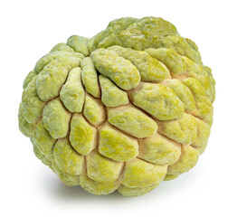 Custard apple a tropical fruit on white background, Fresh custard apple sweet fruit isolate on white with clipping path.