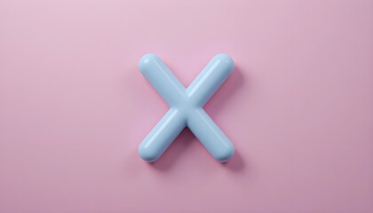 Obraz premium Playful Light Blue X Symbol on a Pink Background