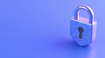 Digital Render of a Chrome Padlock on a Vibrant Blue Background Symbolizing Security and Protection