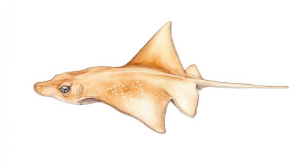 Illustration of a smooth stingray swimming gracefully in clear waters, showcasing its unique features