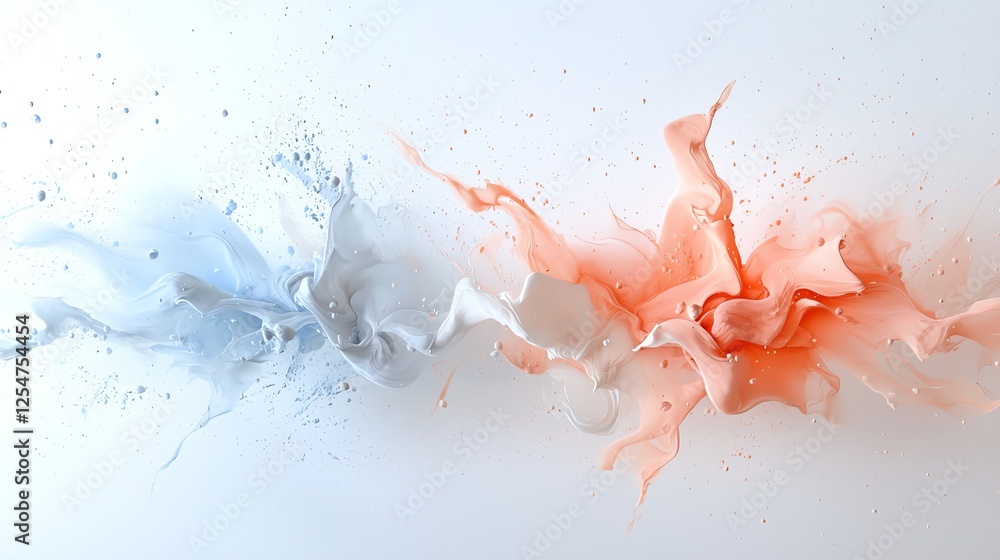 Poster dynamic splash of colors in motion on a white background, capturing energy and creativity in abstrac
