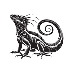 Basilisk Silhouette - Minimalist Basilisk Vector - Basilisk Illustration.