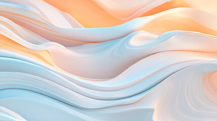 Fluid abstract waves in pastel colors background, flowing pattern, 3D design