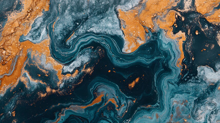 Naklejka premium Close up of a blue and orange marble with intricate details and texture on a contrasting background