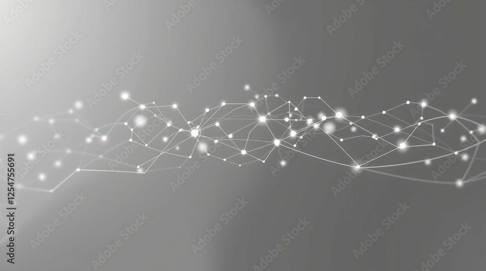 Poster abstract network connection with glowing nodes on a monochrome backdrop