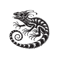 Basilisk Silhouette - Minimalist Basilisk Vector - Basilisk Illustration.