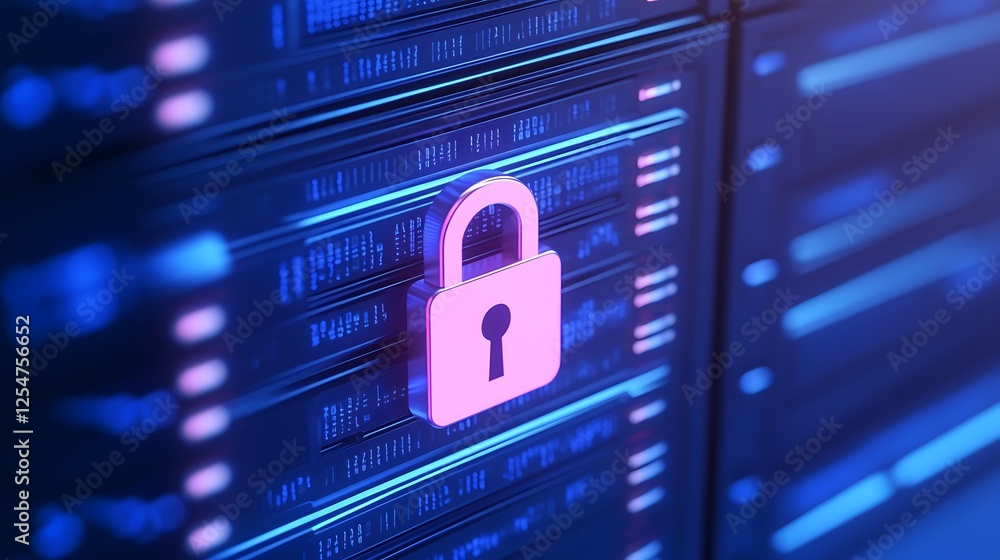 Aufkleber digital security concept with locked padlock symbol on server data background illustration