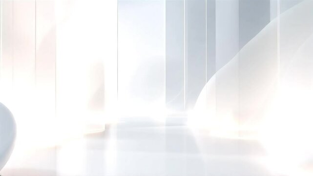 White futuristic hallway with glowing soft ambient light