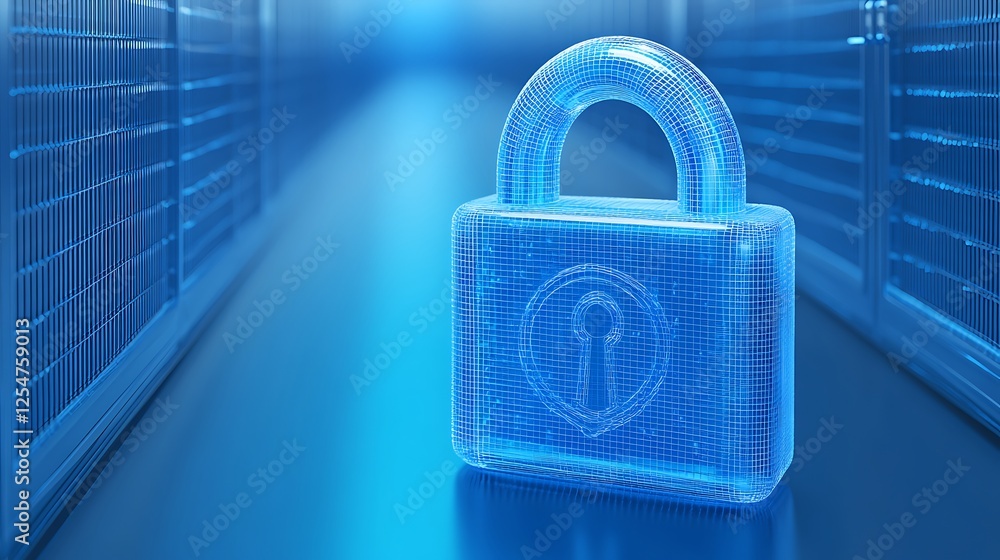 Poster digital security lock representing data protection in virtual environment for privacy and safety onl